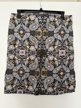 LOFT Navy Blue Paisley Pencil Skirt